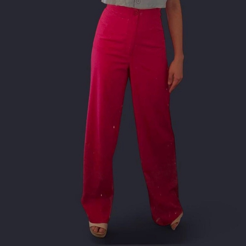 Women's Bright Pink High-Waisted Pants